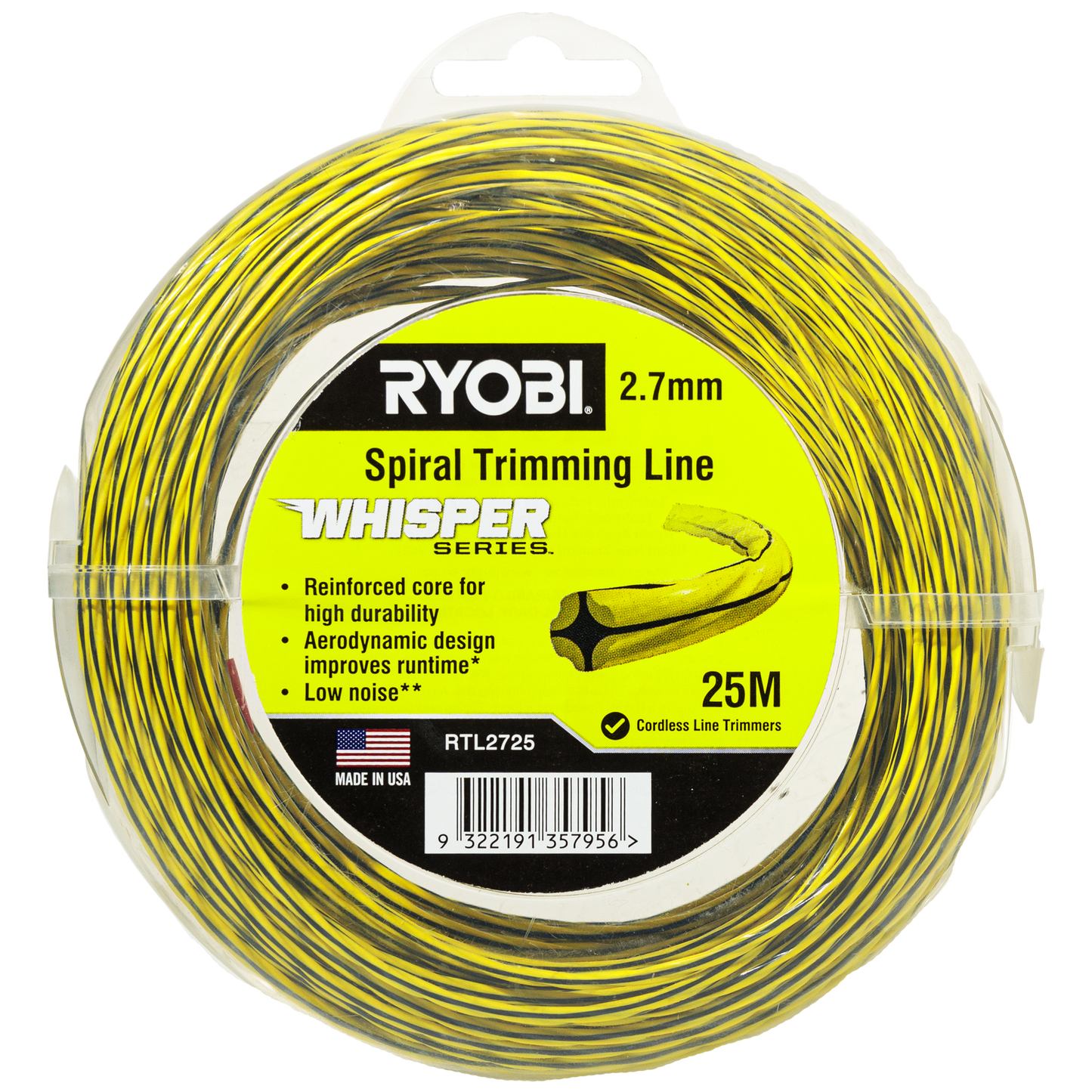 Ryobi Whisper Series Trimming Line - 2.7mm x 25m