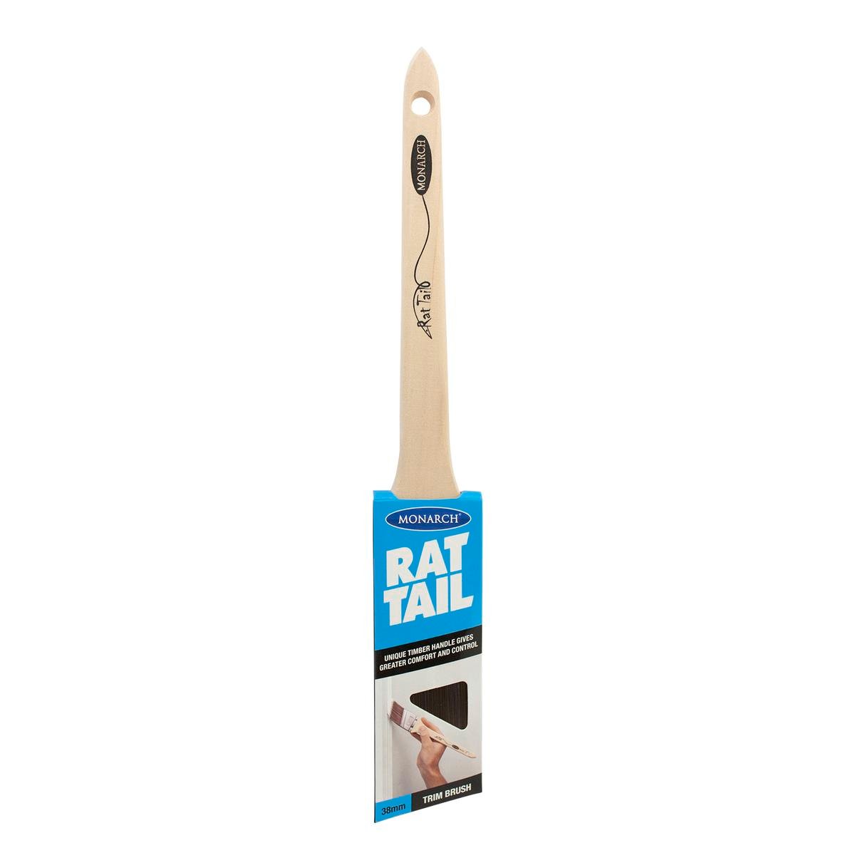 Monarch 38mm Rat Tail Trim Paint Brush - Synthetic - Long Handle - Durable