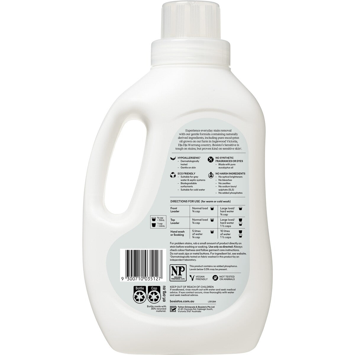 Bosisto's Sensitive Laundry Liquid 1.2l
