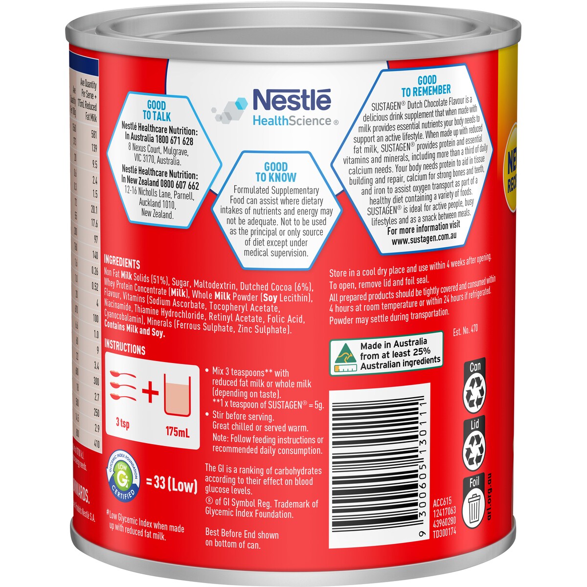 Sustagen Nutritional Powder Drink Dutch Chocolate Flavour 550g