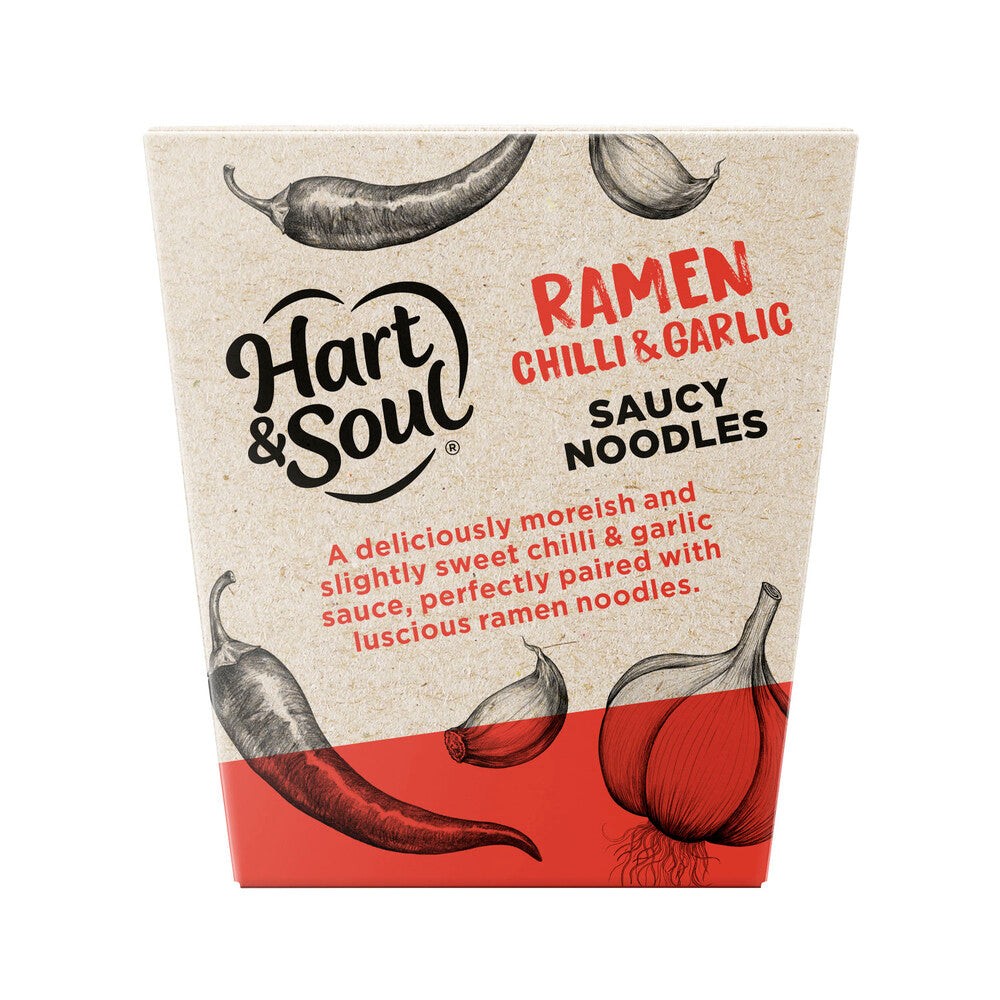 Hart & Soul Saucy Noodles Ready Meal Chilli & Garlic Ramen - 330 GRAM