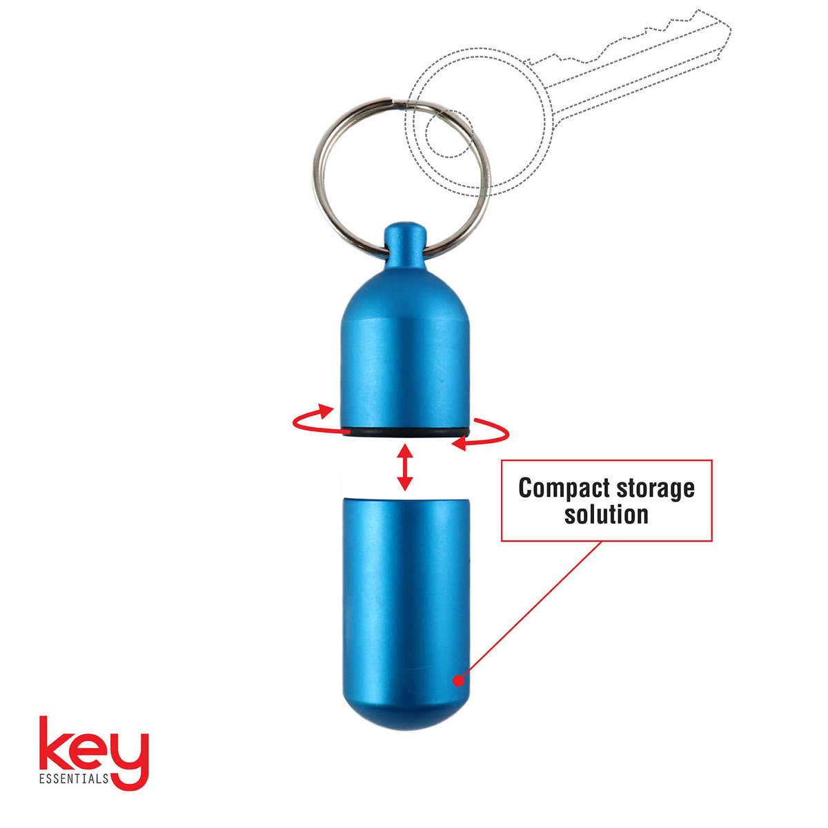 Key Essentials Key Ring Capsule - 59mm x 17mm x 20mm - Steel - Blue