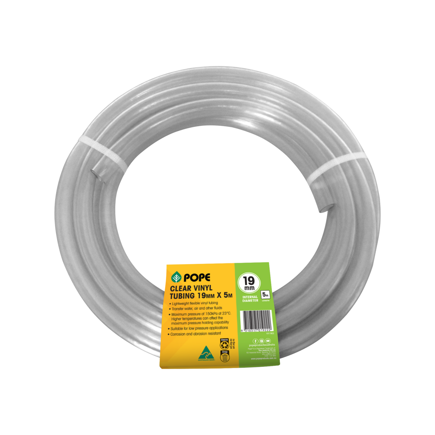 Pope Clear Vinyl Tubing - 19mm x 5m