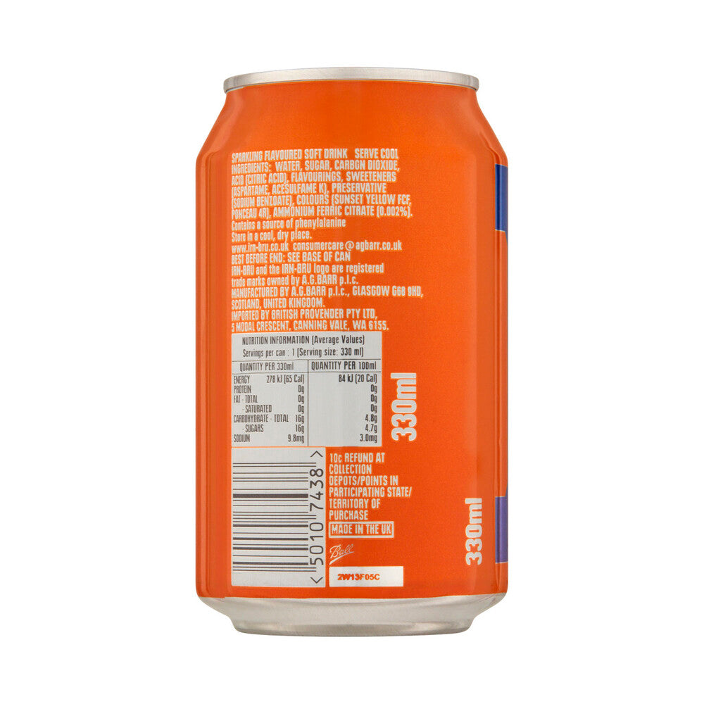 Irn Bru Sparkling Soft Drink Can - 330mL