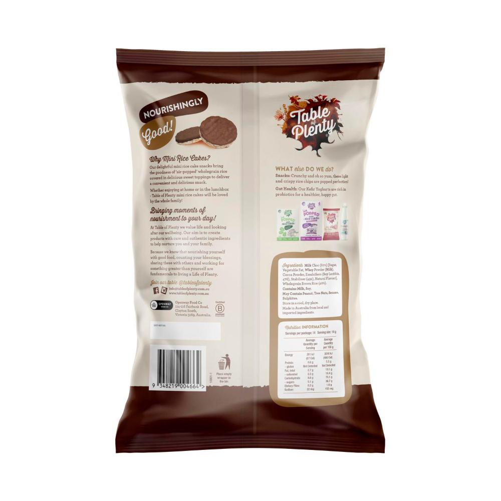 Table Of Plenty Family Topped Mini Rice Cakes Chocolate - 200 GRAM