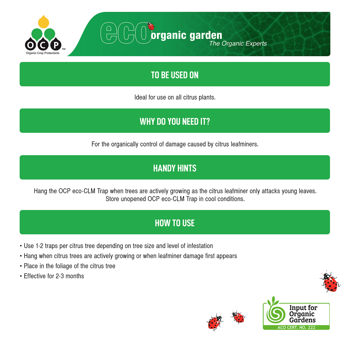 OCP Eco CLM Trap - Citrus Leafminer Control - 145mm - Non-Hazardous