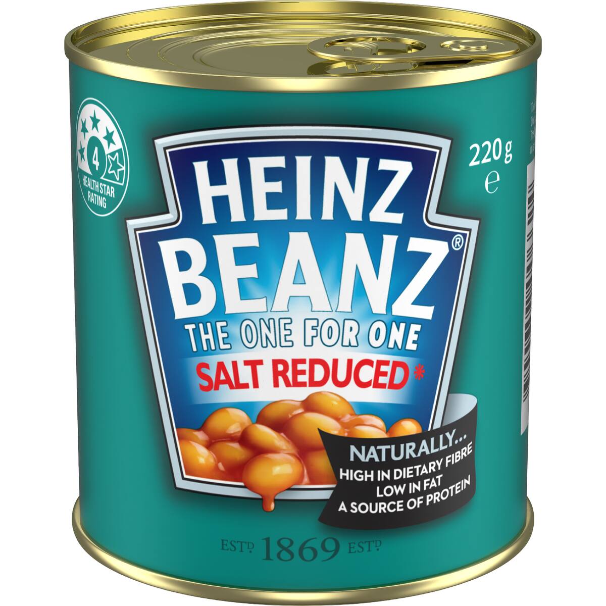Heinz Beanz Canned Baked Breakfast Beans Salt Reduced 220g