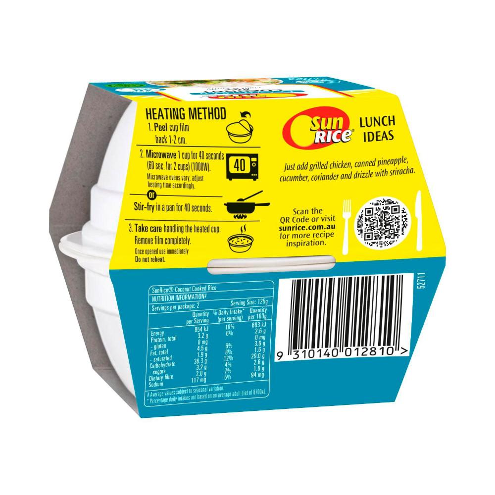 Sunrice Microwave Coconut Flavoured Rice Cup - 250g