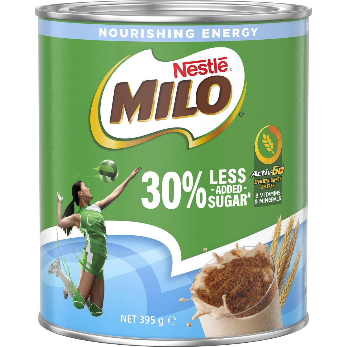 Milo 30% Less Added Sugar Chocolate Drinking Powder Hot Or Cold 395g