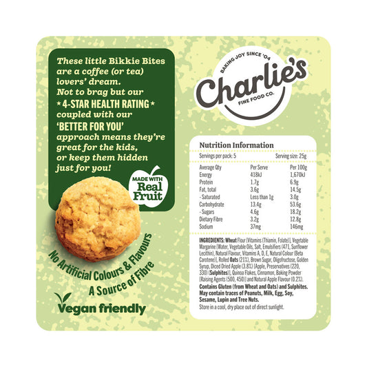 Charlies Mini Bikkie Bites Apple Cinnamon Biscuits - 125g