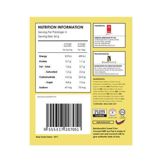 Bamboostick Ice Potong Sweet Corn 6 Pack - 390g