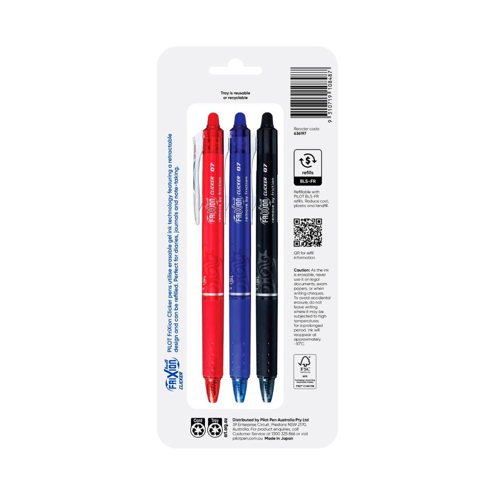 Pilot Frixion icker Assorted 0.7mm - 3PACK