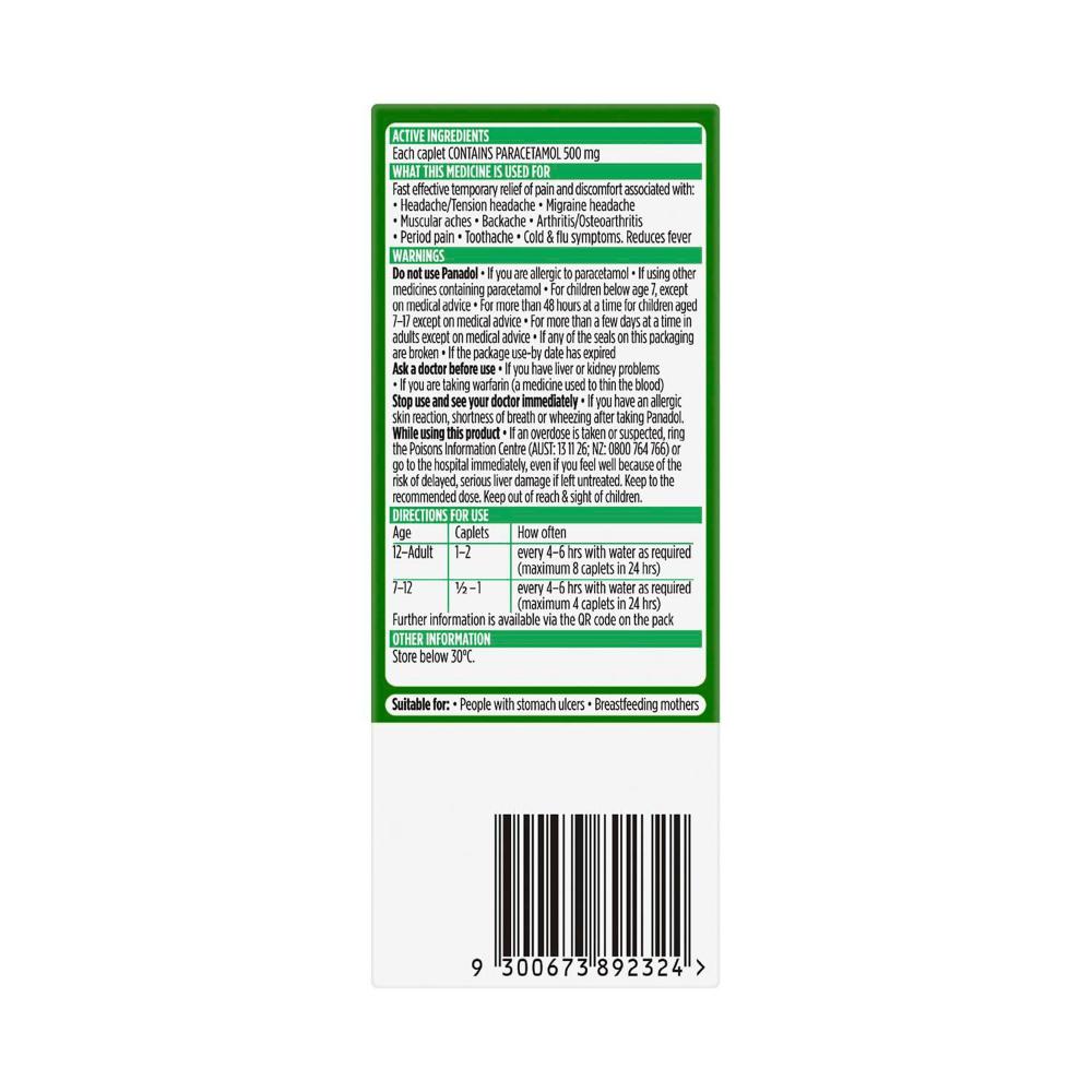 Panadol Optizorb Paracetamol Pain Relief Caplets - 16 Pack