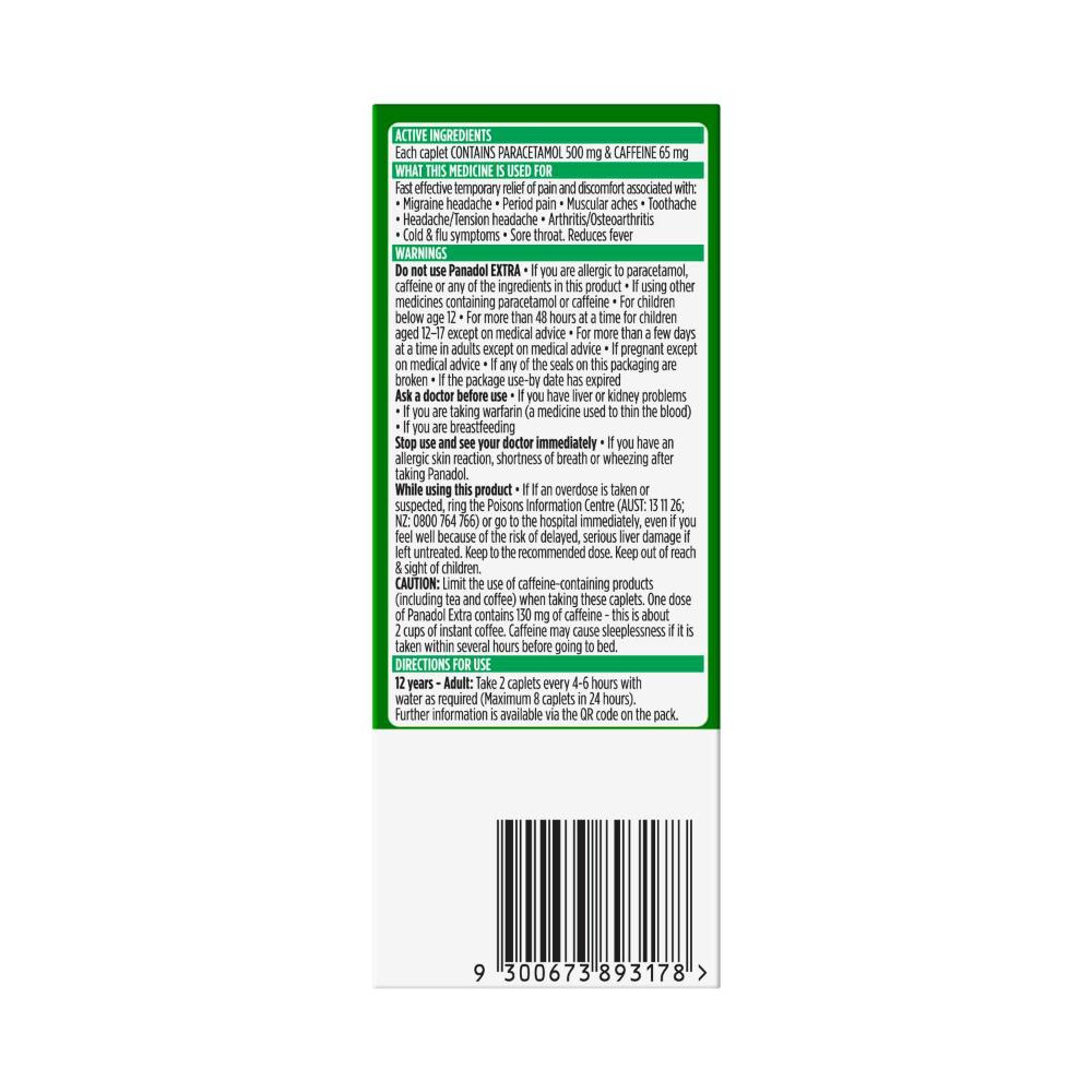 Panadol Extra Paracetamol Pain Relief Caplets - 16 Pack
