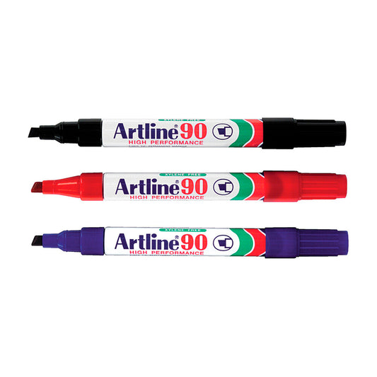Artline 90 Permanent Markers Black - 3 pack
