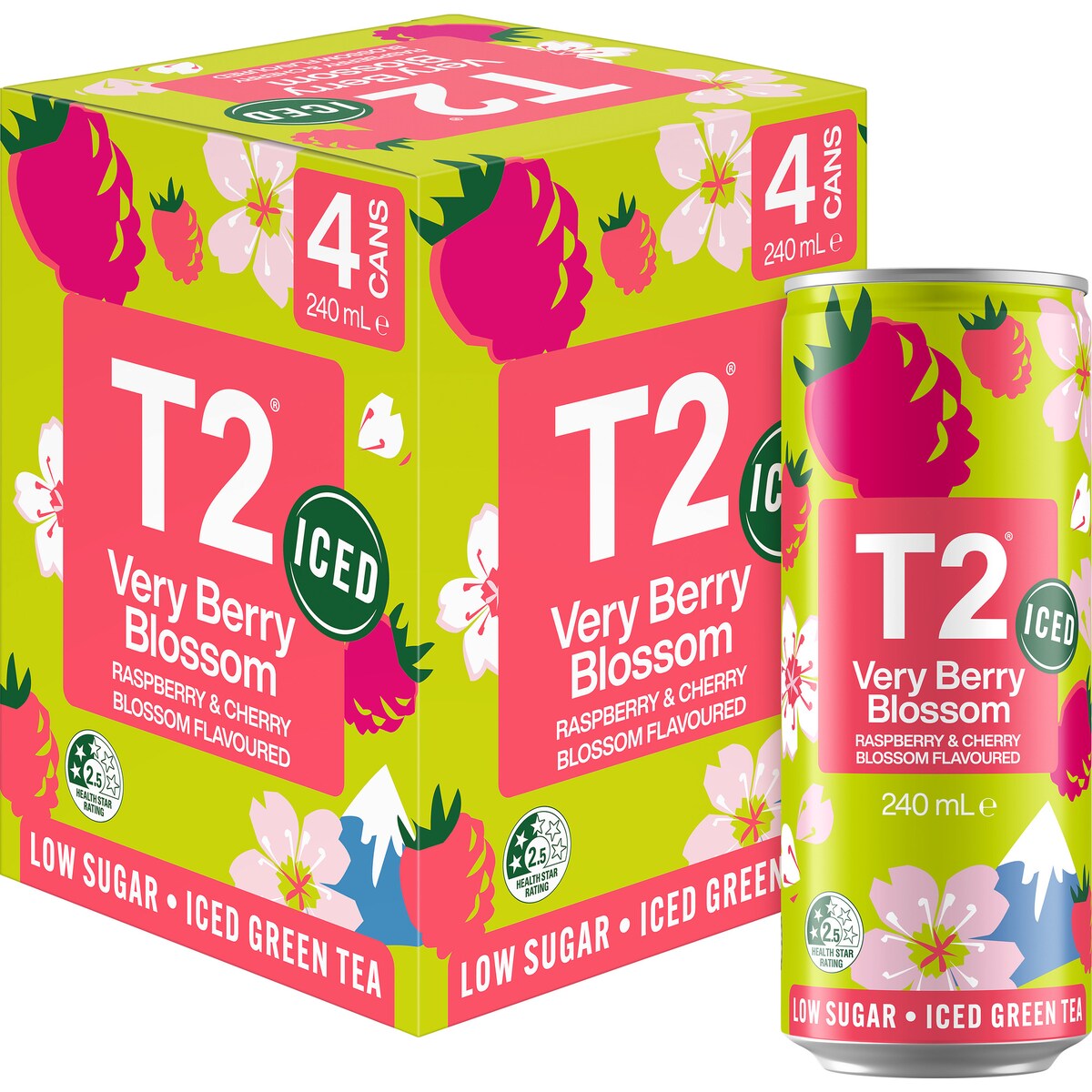 T2 Tea Iced Green Tea Very Berry Blossom 240ml X 4 Pack
