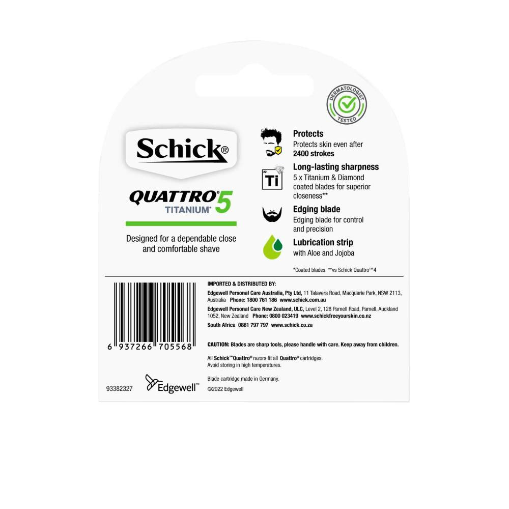 Schick Quattro Titanium 5 Razor Blades - 4 pack