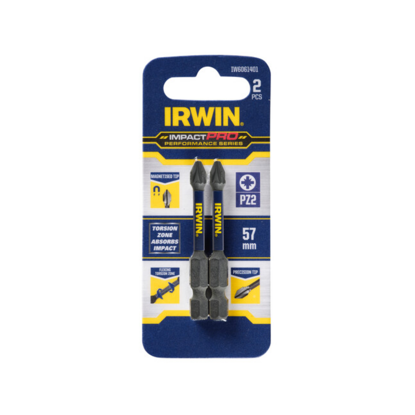 Irwin Impact Pro Performance Series Bit 57mm PZ2 2 Pack