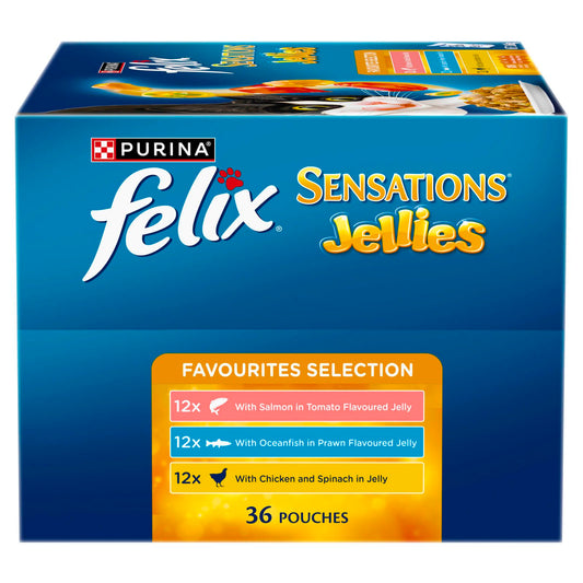 Felix Sensations Jellies Favourites Wet Cat Food - 85g - 36 Pack