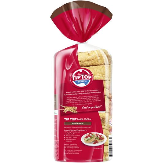 Tip Top English Muffins Wholemeal Bakery 6 Pack