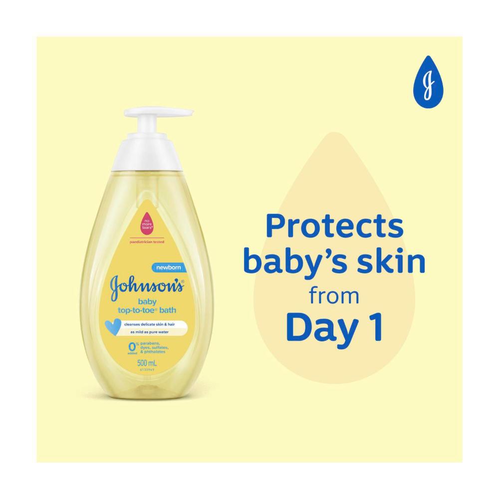 Johnson's Top-To-Toe Gentle Newborn eansing Tear-Free Mild Baby Bath - 500mL