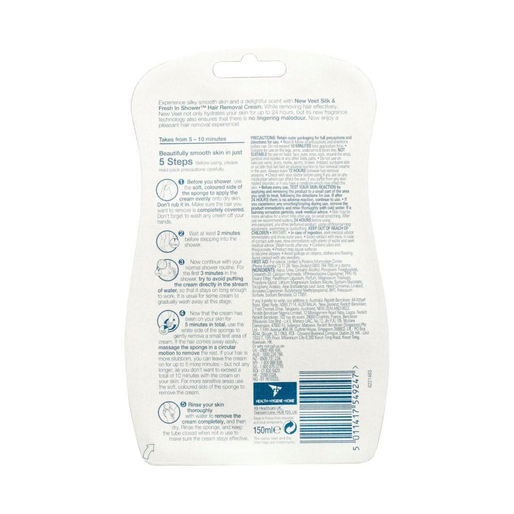 Veet Pure In Shower Hair Removal Cream For Sensitive Skin Legs & Body - 150mL