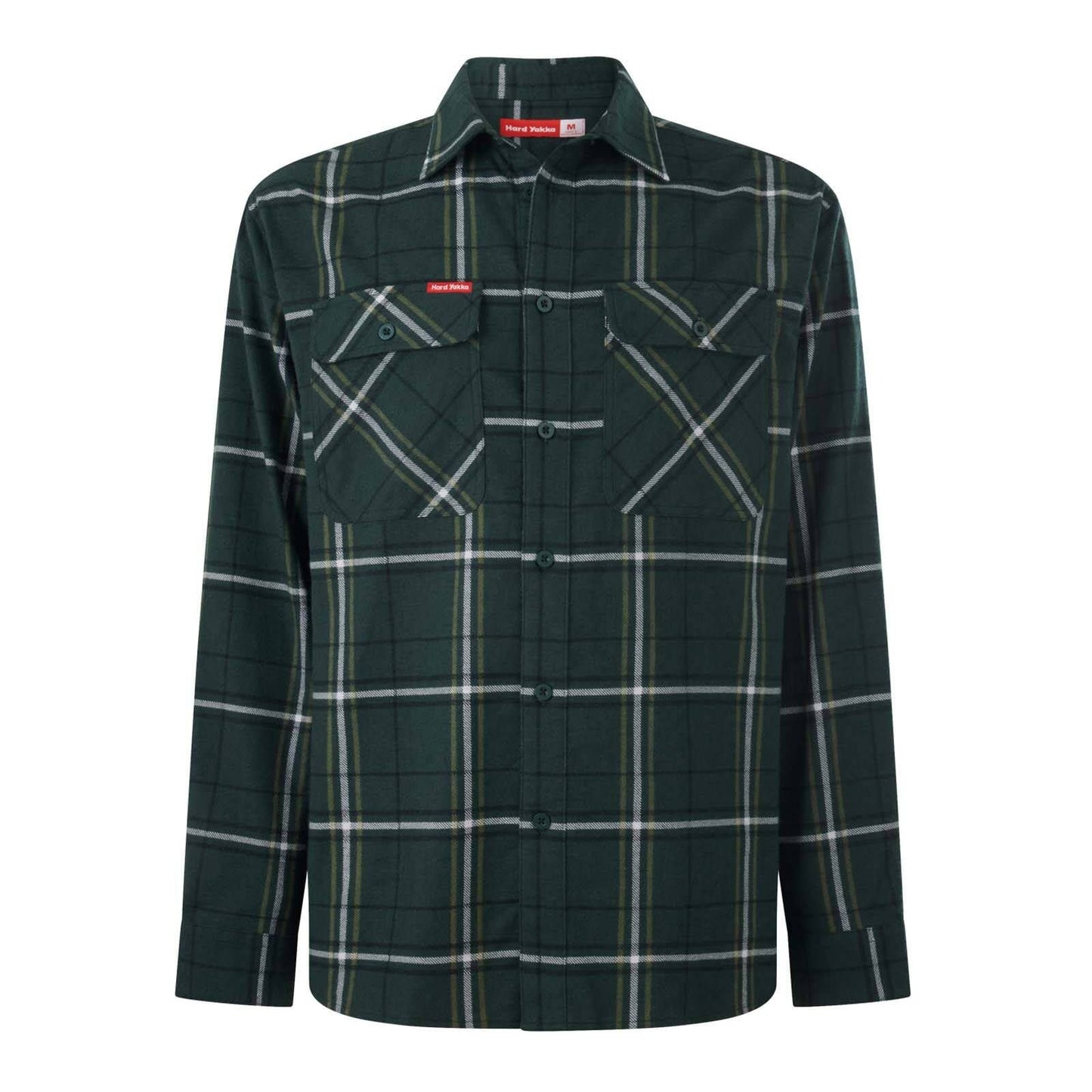Hard Yakka Green Check Long Sleeve Flannel Shirt - XL