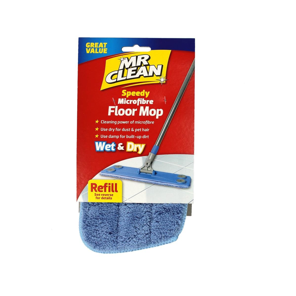 Mr Clean Speedy Microfibre Floor Mop Refill - 100% Microfibre - Streak Free
