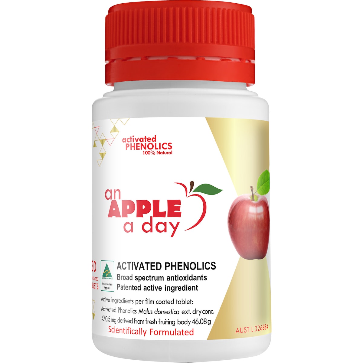 Renovatio Bioscience An Apple A Day Activated Phenolics Antioxidants 30 Tablets