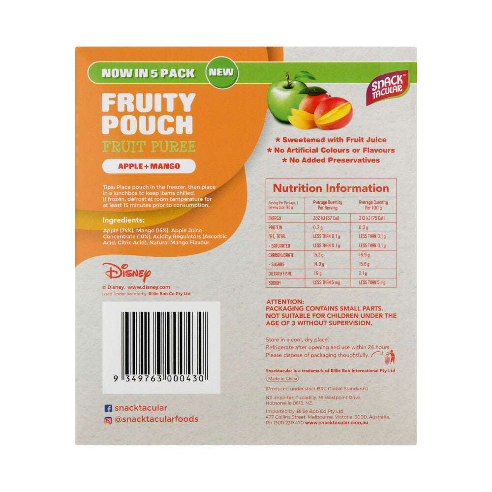 Snacktacular Disney Fruit Pouch Mango 5x90g - 450g