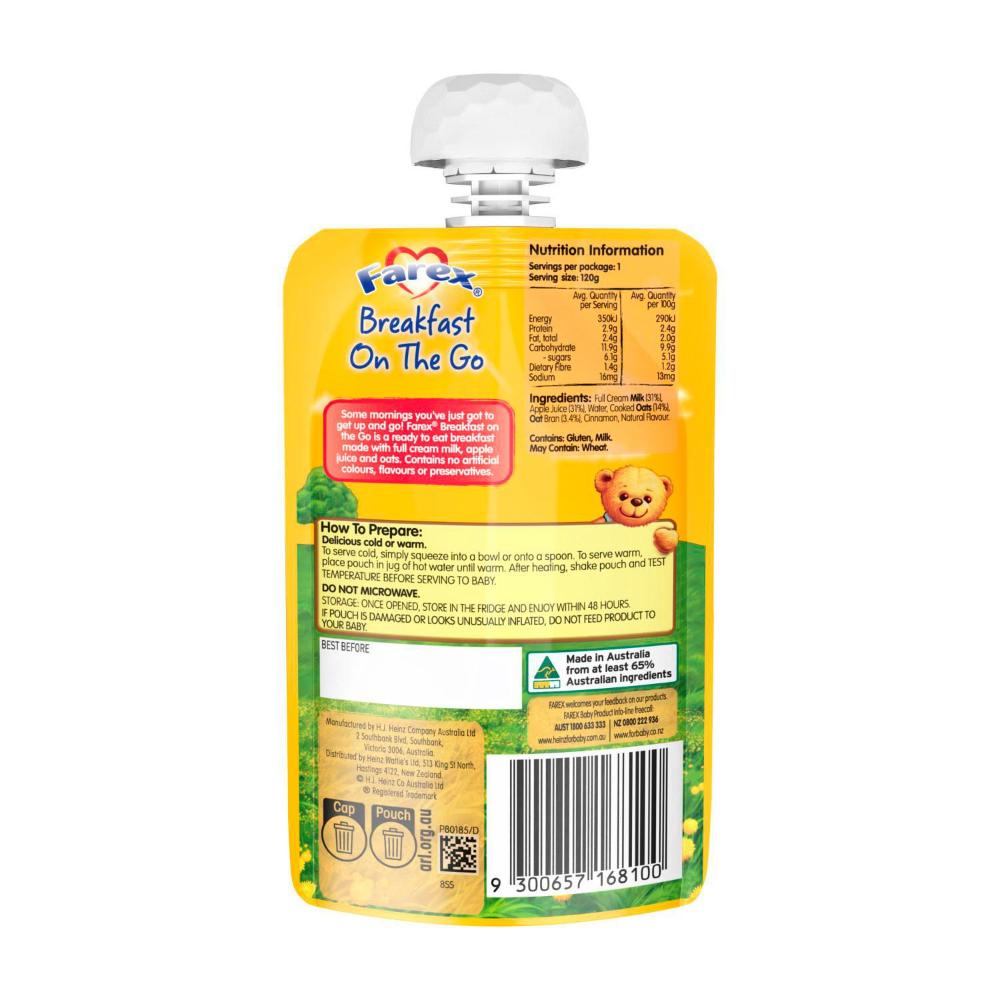 Farex Creamy Baby Porridge With Apple Juice Baby Food Pouch 6+ Months - 120g