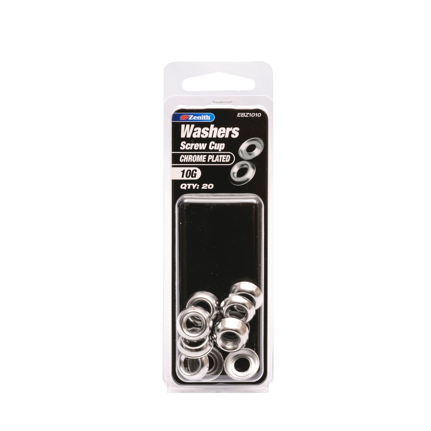 Zenith Chrome Plated Screw Cup Washer - 10g - 20 Pack