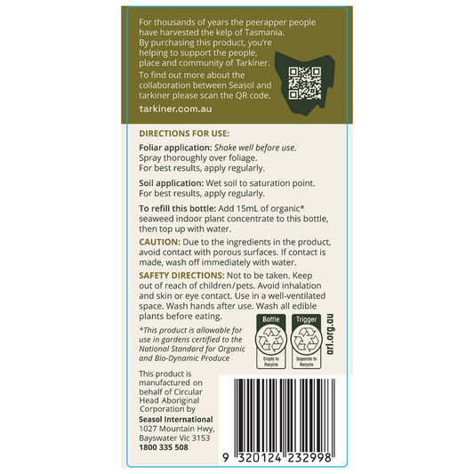 Tarkiner Organic Seaweed Indoor Plant Spray - 375ml