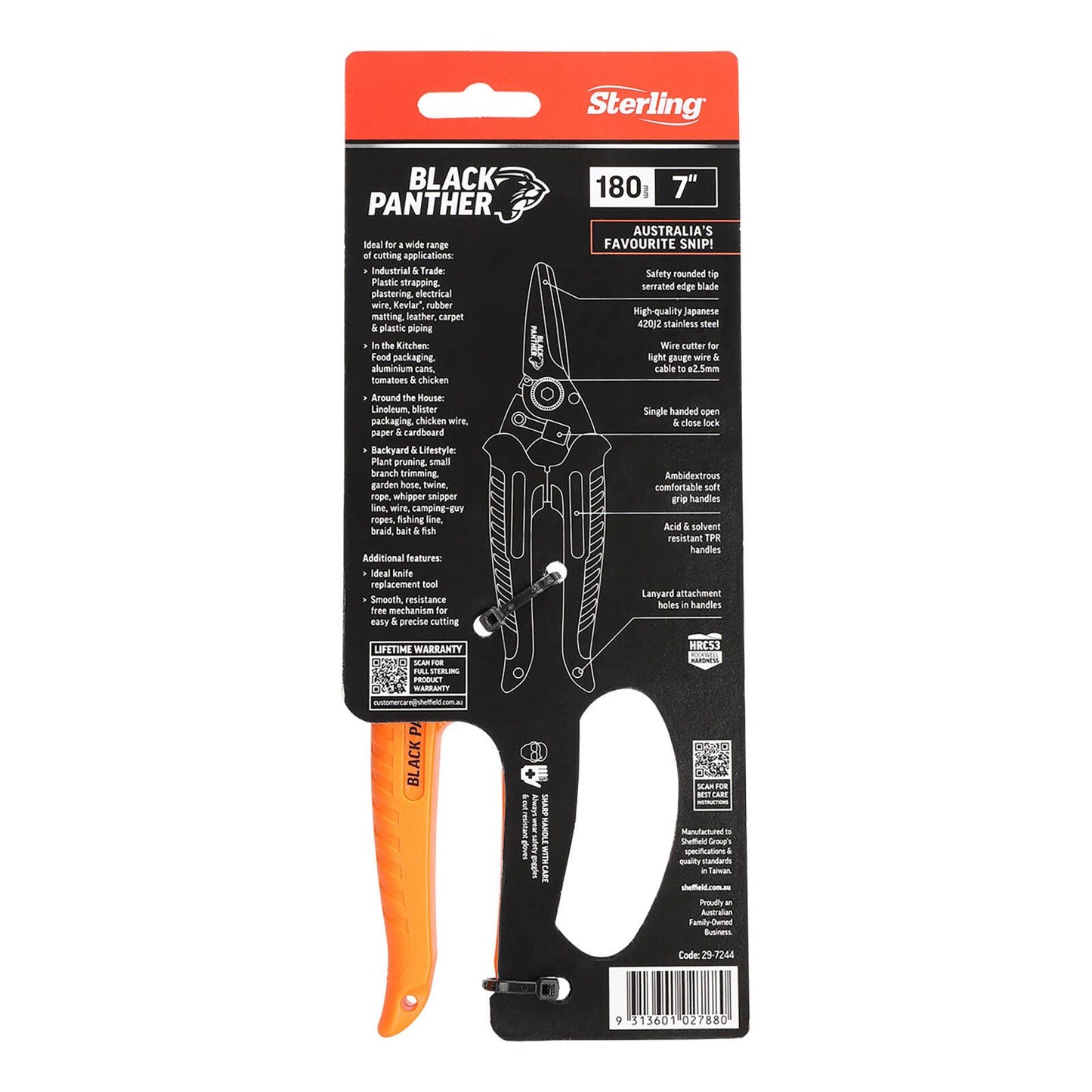 Sterling Black Panther Industrial Snips - 180mm