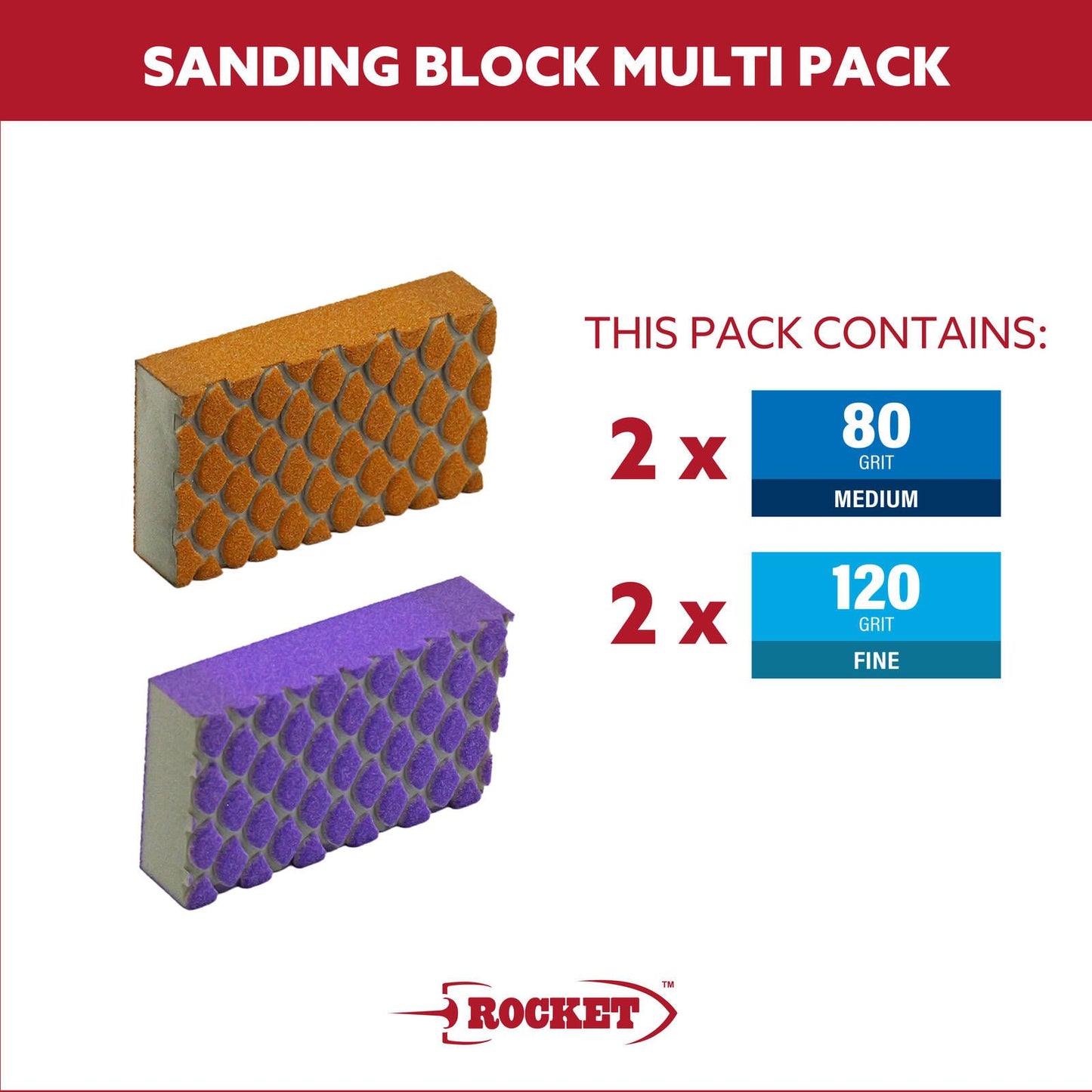Rocket Walls and Ceilings Sanding Block - 115 x 25 x 68mm - 4 Pack