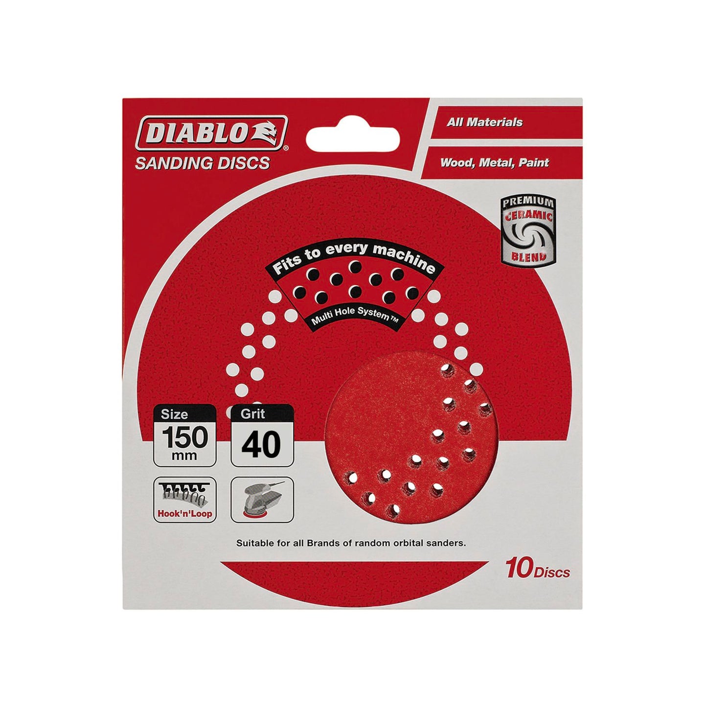 Diablo 150mm 40 Grit Sanding Discs - 10 Pack