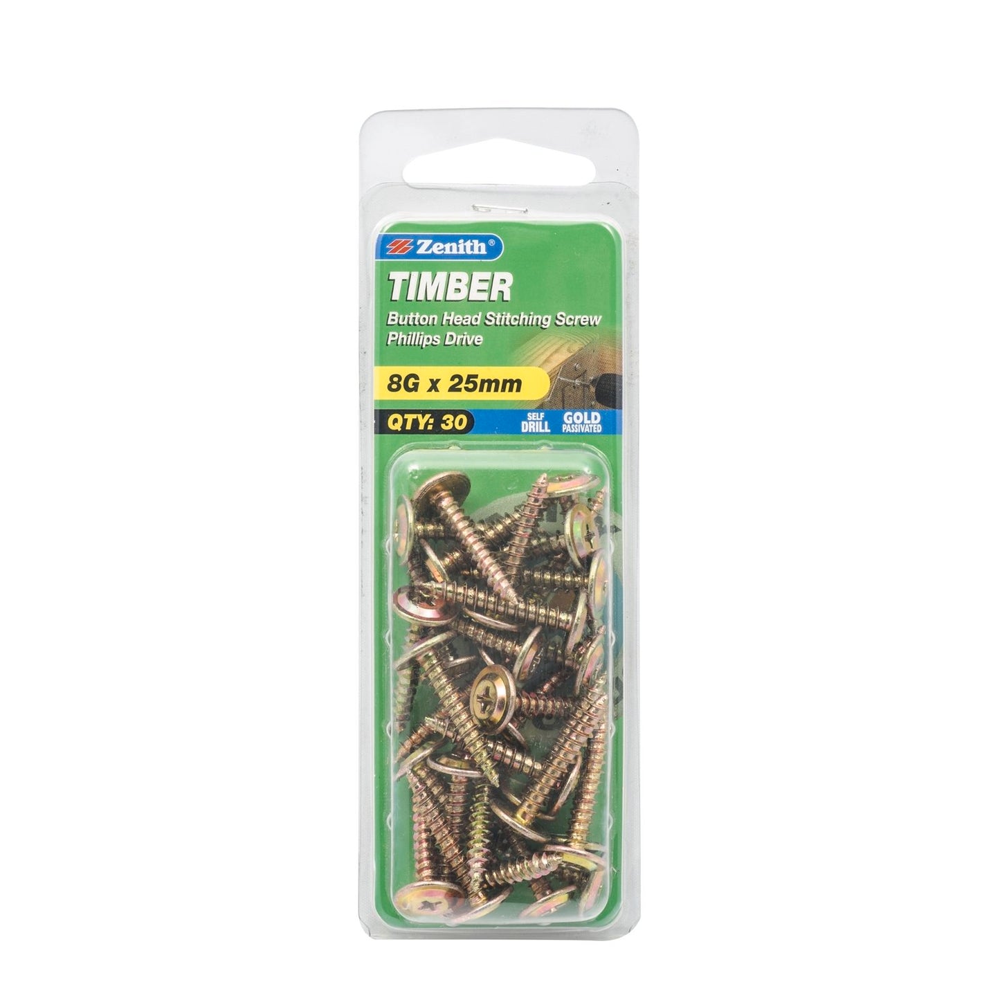 Zenith Timber Stitching Screws - 8g x 25mm - Gold