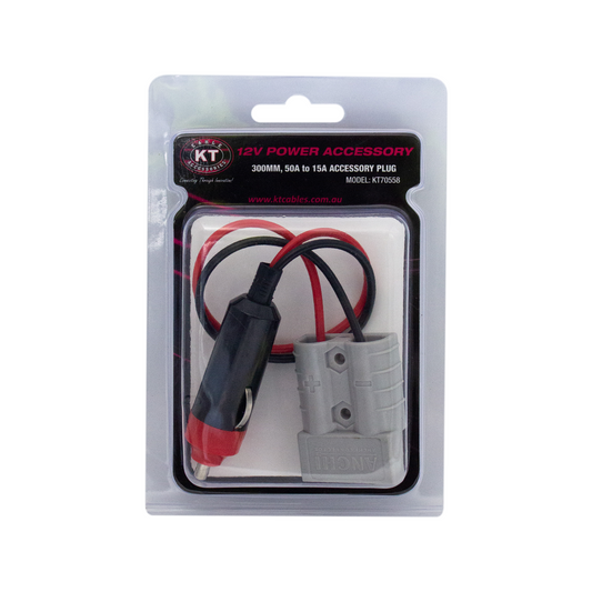 Kt Solar Hd Connector - 50A to 15A Accessory Plug - 300mm - Grey