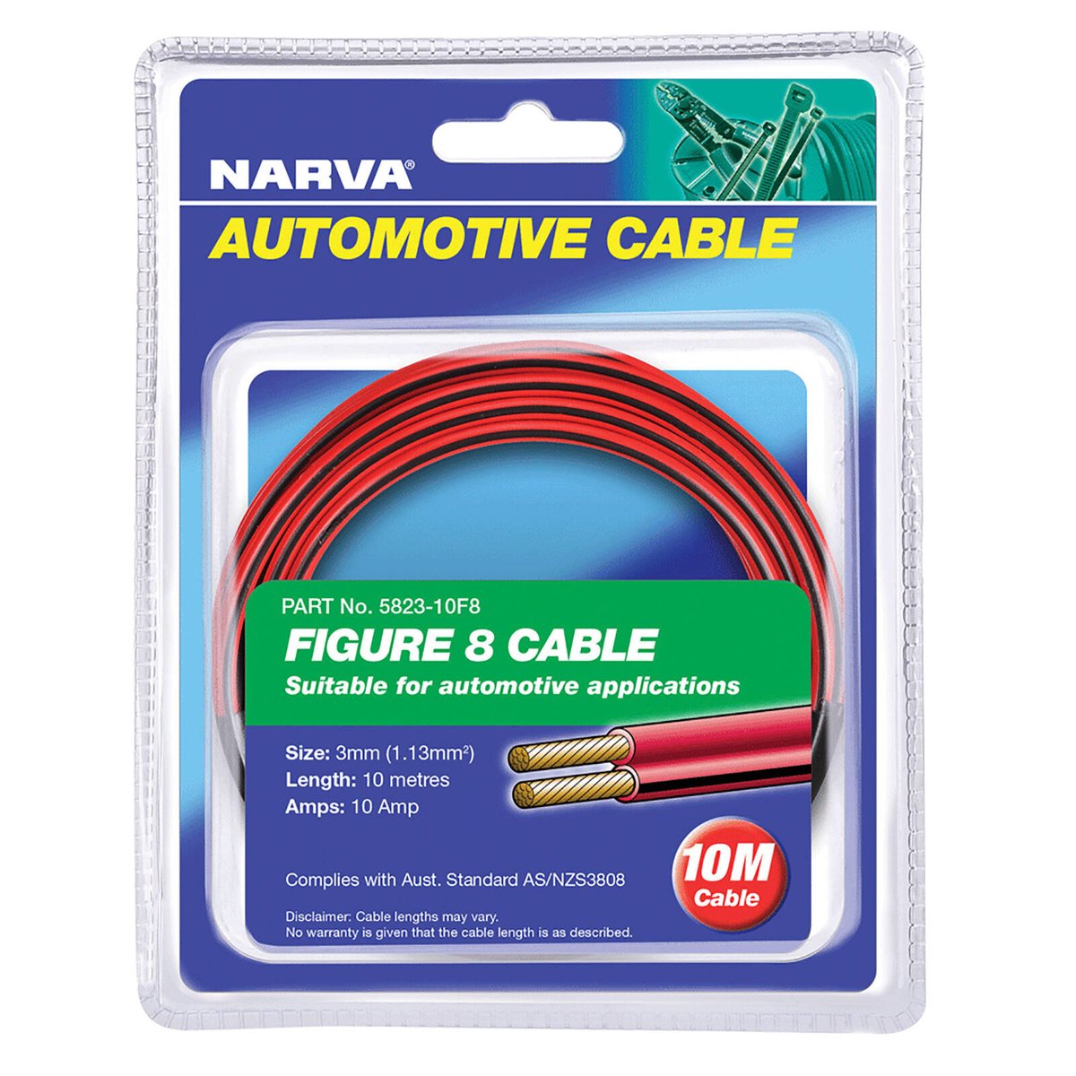 Narva Figure 8 Cable - 10m - Twin Core - Red/Black