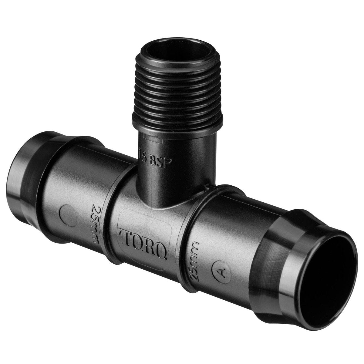 Toro 25mm Barbed Tee - 15mm Male BSP - Polypropylene - Irrigation Use