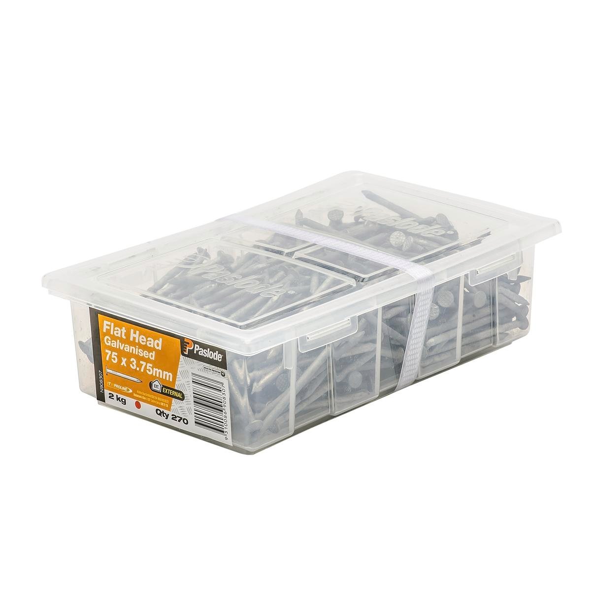 Paslode Flat Head Galvanised Nails 75mm 2kg Corrosion Resistant 270 Pack