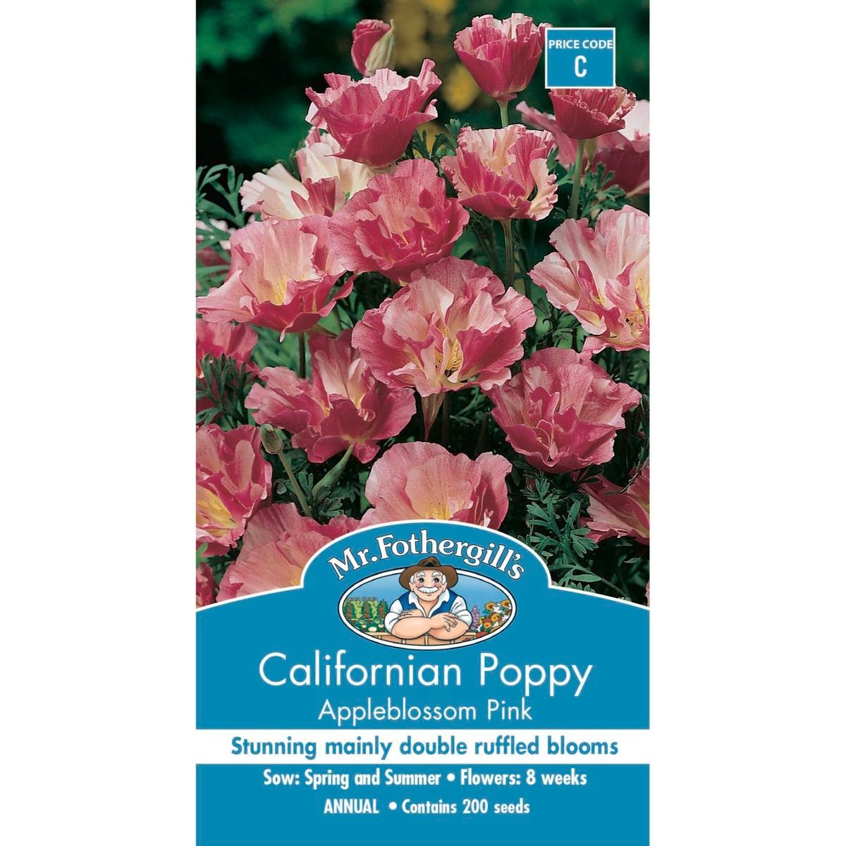 Mr Fothergill S Californian Poppy Appleblossom Pink Seeds - 75mm - Seeds - Quick To Grow