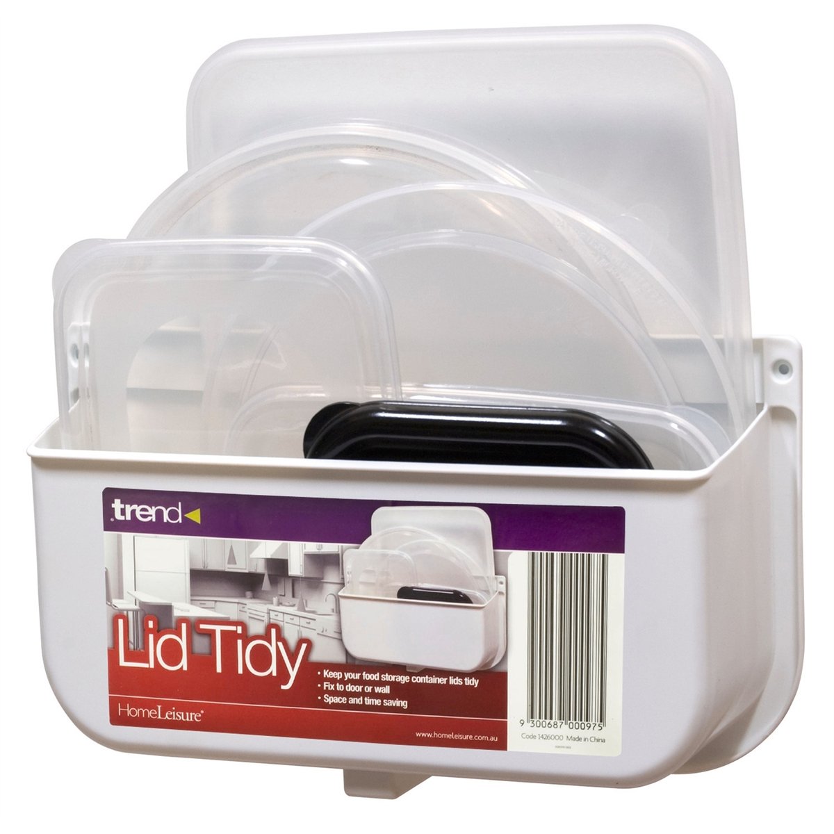 HomeLeisure White Trend Lid and Pantry Tidy - 310mm Polypropylene - Sturdy