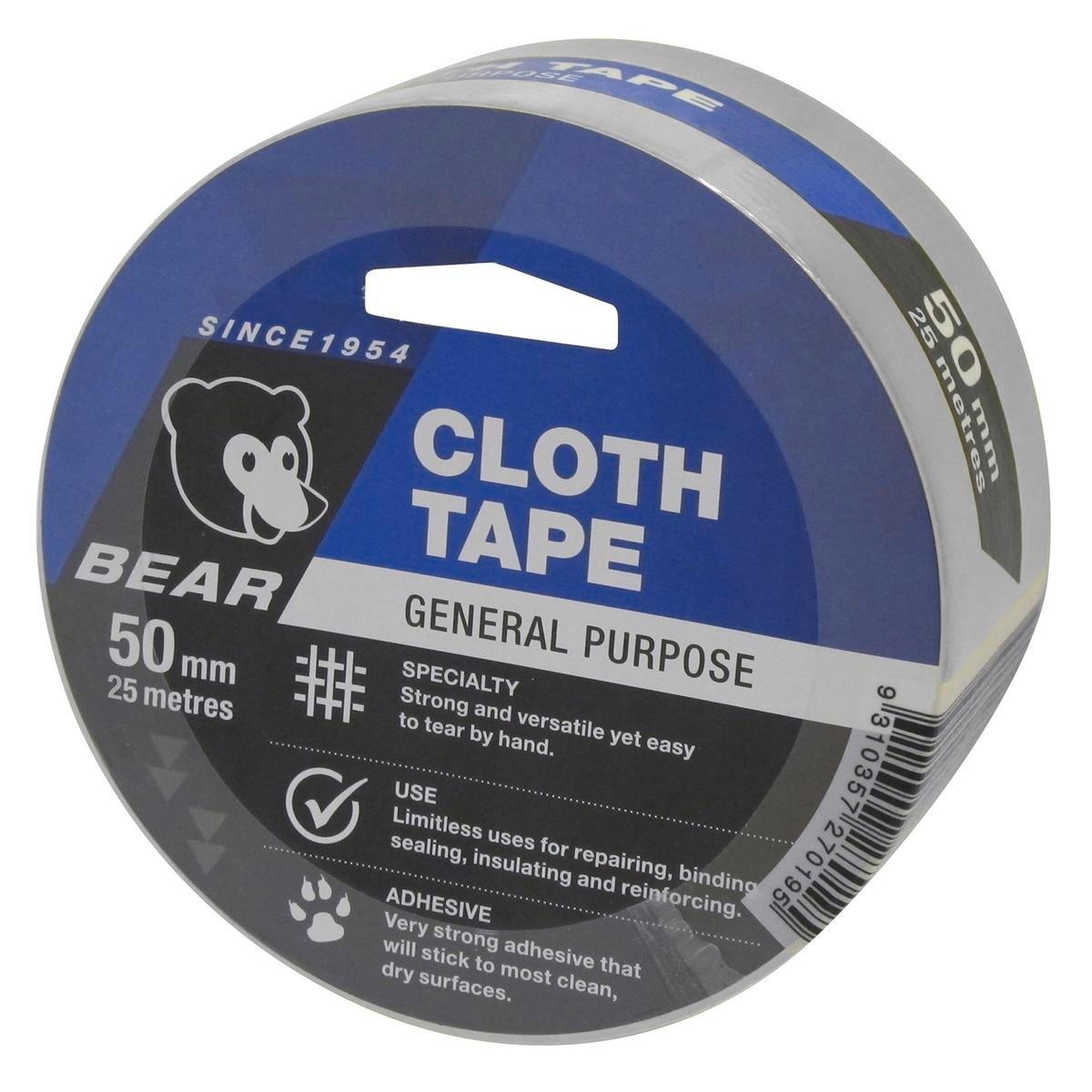 Norton Bear Silver Cloth Tape 50mm x 25m Strong Flexible Adhesive