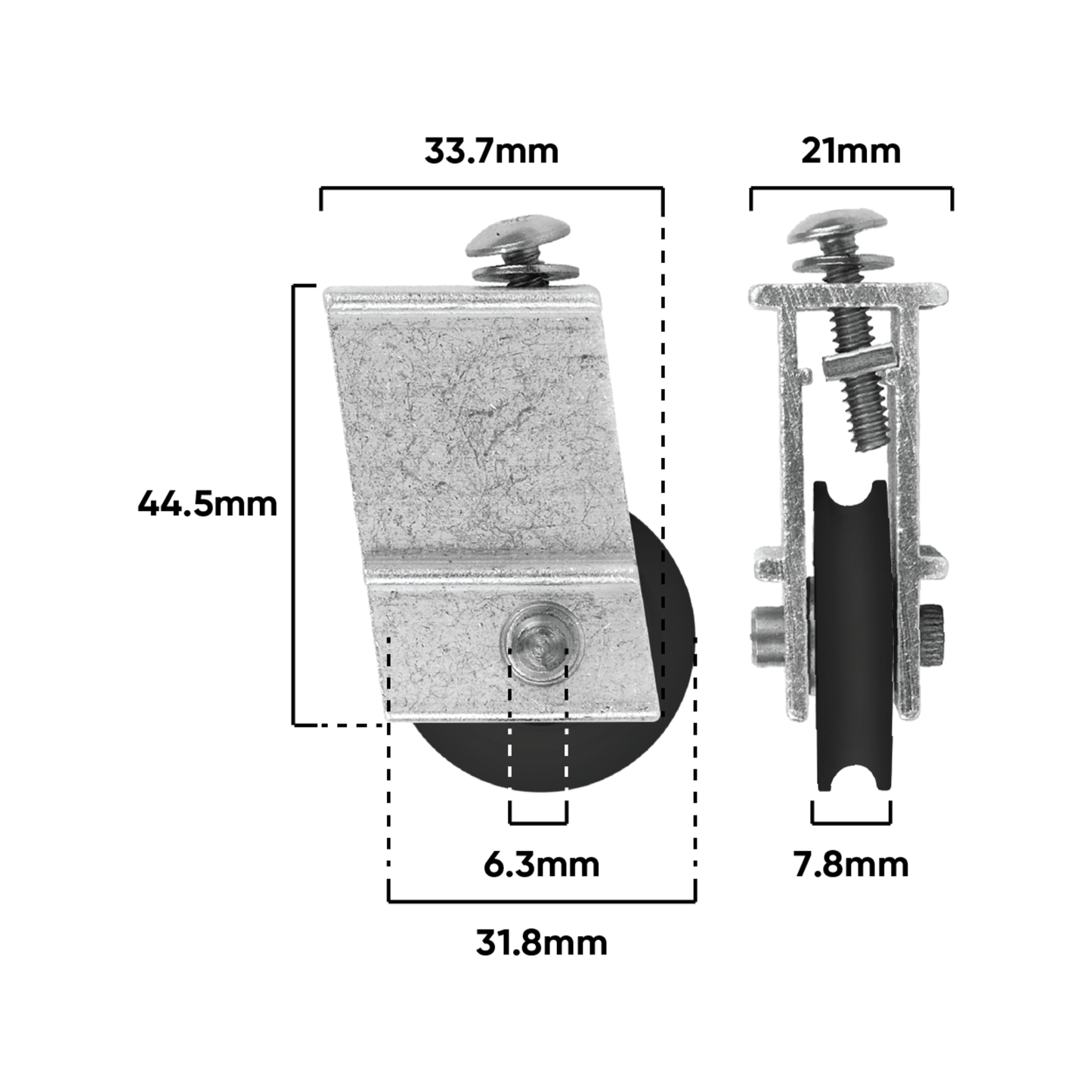 Rolltrak Adjustable Steel Carriage - 34 x 45mm