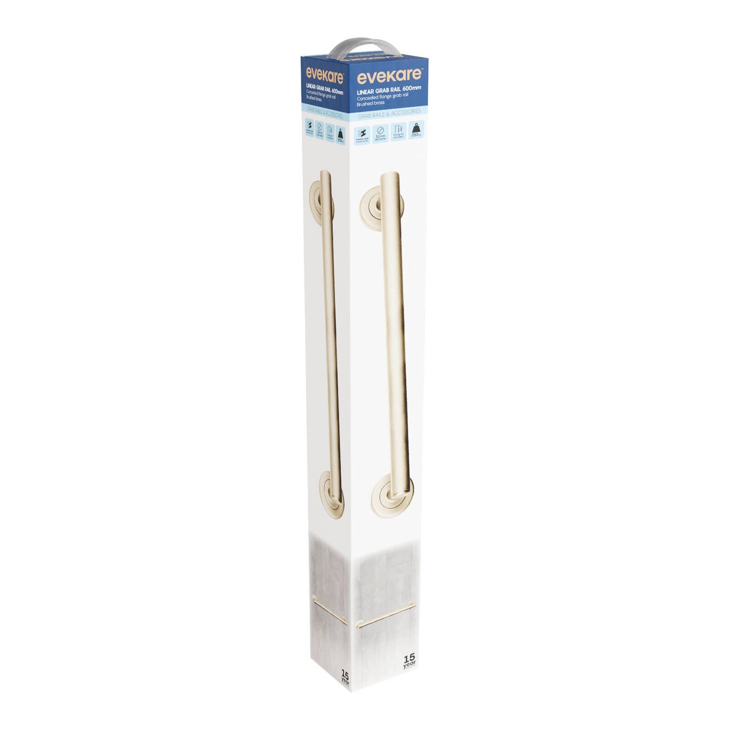 Evekare Linear Grab Rail - 600mm - Brushed Brass