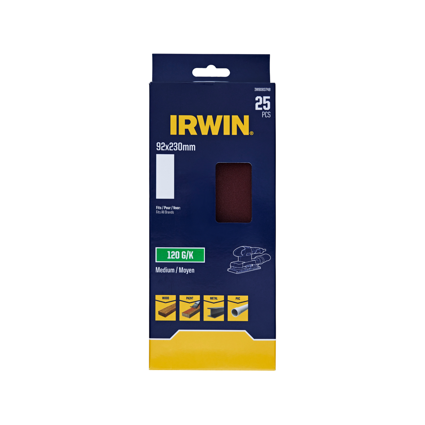 Irwin Sand Sheets - 120 Grit - 92 x 230mm - 25 Pack