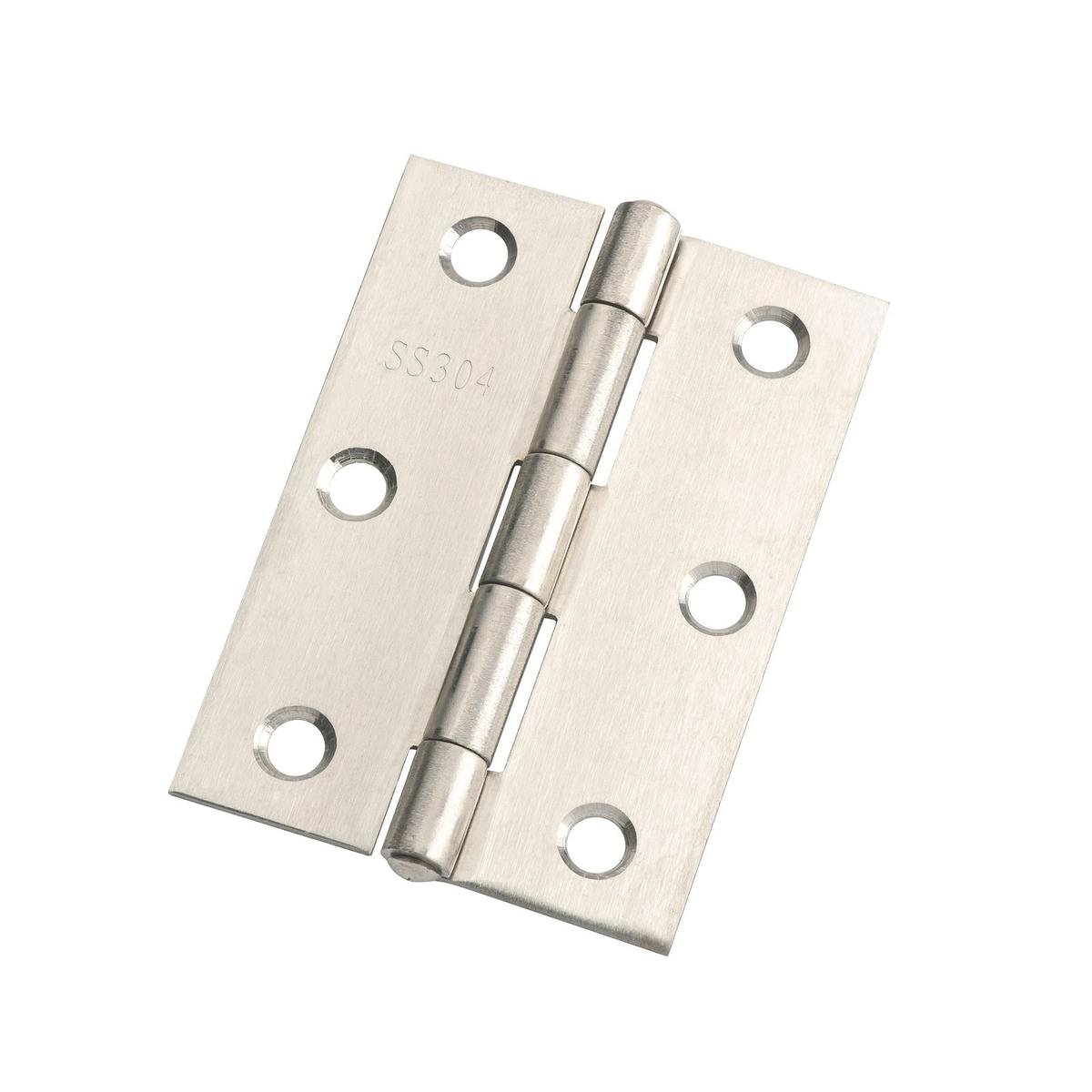 Lane Butt Hinge - Fixed Pin - 85 x 60 x 1.6mm - Satin Stainless Steel