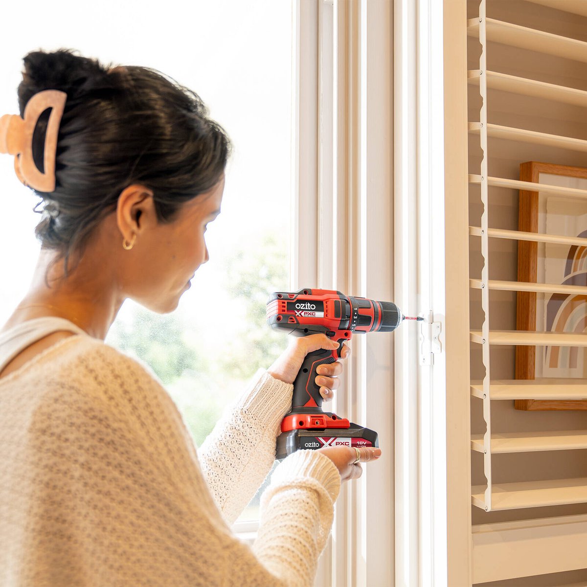 Ozito Pxc 18V Cordless Drill Driver 13mm - Red Black Silver - Skin Only