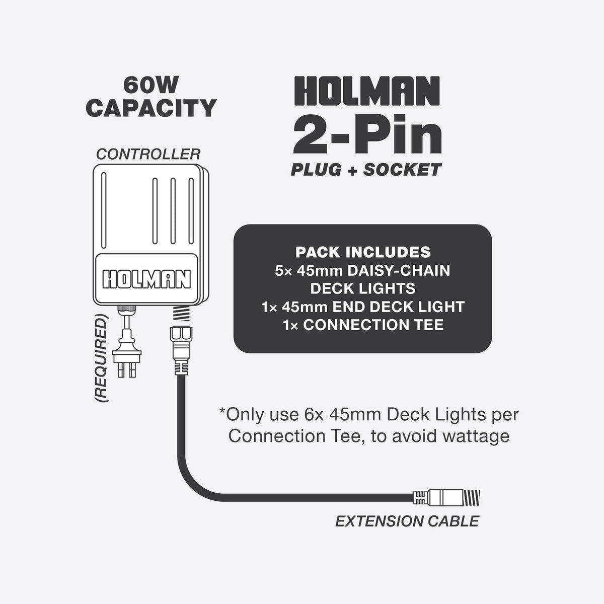 Holman 45mm Warm White Deck Light 6 Pack Stainless Steel Waterproof